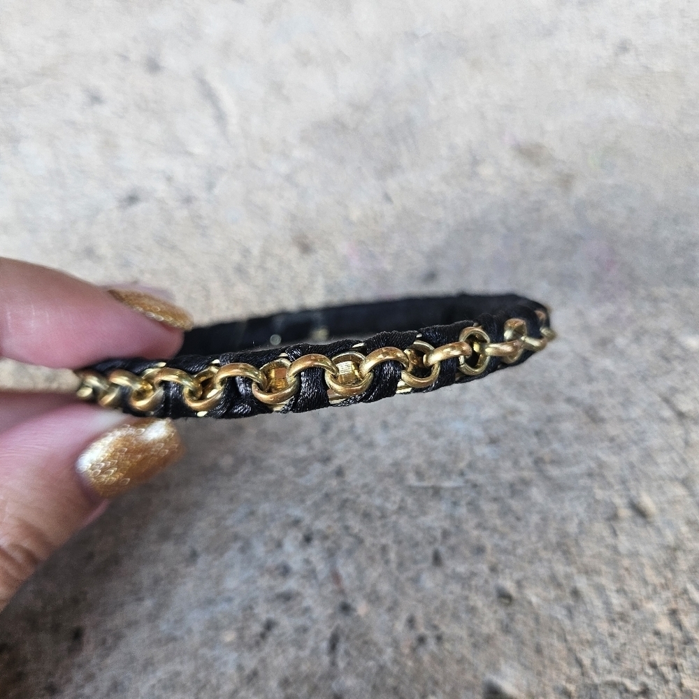 Black and Gold Chain Bracelet Bangle Women's Jewelry Stacking